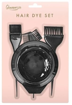 Glamorize Hair Dye Set, Black Mixing Bowl with Applicator Brushes, Hair Colouring Kit