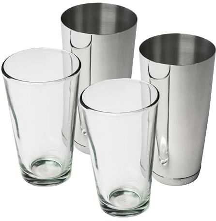 bar@drinkstuff Boston Cocktail Shaker Set (Set of 2) - Professional Quality Stainless Steel & Glass Cocktail Mixer - 800ml Tin & 450ml Glass - As Used in Bars, Pubs & Restaurants - UK Barware Brand