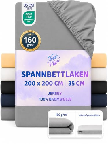 Cloud Pillow Spannbettlaken 200x200cm 100% Jersey Baumwolle, Rundumgummi