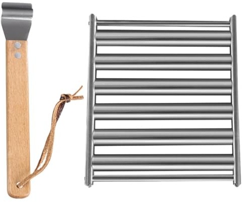 PRETYZOOM Support à Hot-Dog en Acier Inoxydable Poignée en Bois, Grill Pliant pour Barbecue Extérieur, Accessoire de Camping Sûr et Réutilisable, pour Cour