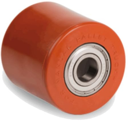 Hubwagenrolle Polyurethan auf Polyamidkern 82 x 70 mm Bohrung 20 Rolle mit Kugellager