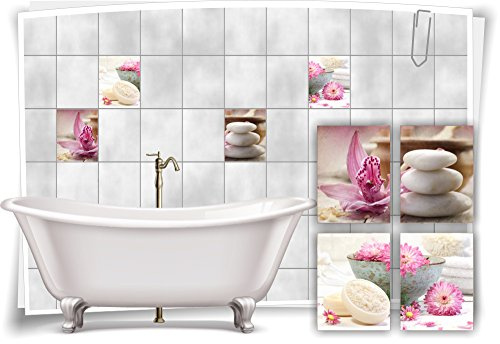 Medianlux Fliesenaufkleber Fliesenbild Blumen Orchidee SPA Wellness Aufkleber Deko Bad Fliesen Dekoration Badezimmer, 20x25cm fp5p11h-57595
