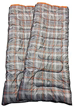 OLPRO Grand sac de couchage double pour adulte 3 saisons avec doublure en coton brossé chaud livré avec sac de rangement
