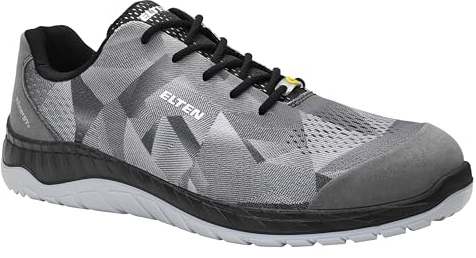 ELTEN Sicherheitsschuhe LANDON grey Low ESD S1, Herren, Textil, Stahlkappe, leicht, sportlich, Grau, Größe: 45