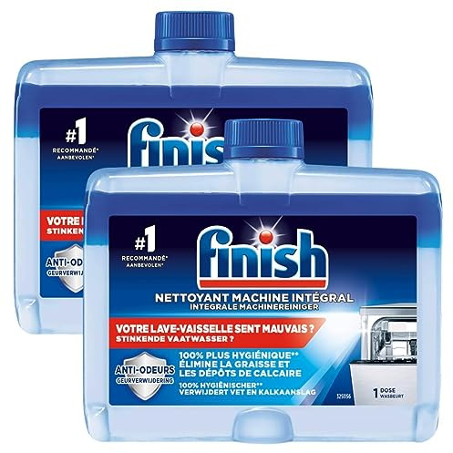 Finish - Lote de 2 limpiadores para lavadora (250 ml)