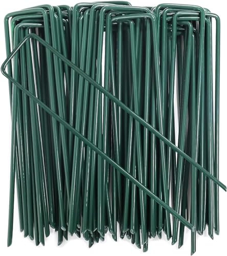 Suinga 50 Grapas para Jardin, Cesped Artificial, Estacas de Fijacion para Mallas, Clavo Metal Galvanizado, Anclaje Césped Artificial, Verde