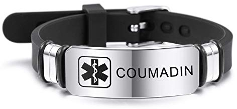 MOWOM Medical Braccialetto Personalizzato con Incisione in Silicone identificativo Regolabile per Uomo Donna Bambini in Acciaio Inossidabile Gomma- (Pacchetto con Carta di Emergenza, Supporto)