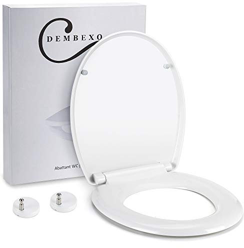 Dembexo® Abattant WC avec Frein de chute, Lunette de toilette clipsable, Fermeture en Douceur, Lunette WC Antidérapante, Universelle,Démontage en un clic,Nettoyage facile +10 Couvertures Hygiéniques