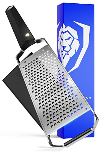 DALSTRONG Professional Wide Cheese Grater - Course - #304 Stainless Steel Blade - G10 Handle Kitchen Shredder - w/Blade Cover - Hard/Medium Cheese, Shallots, Garlic, Ginger - NSF Certified