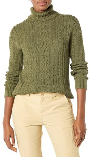 Amazon Essentials dam fiskare kabel polotröja (finns i plusstorlek), oliv, medium