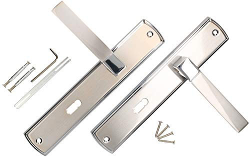 KOTARBAU® Kit de poignées de porte BB 90 mm - Plaque longue nickel-chrome universelle moderne