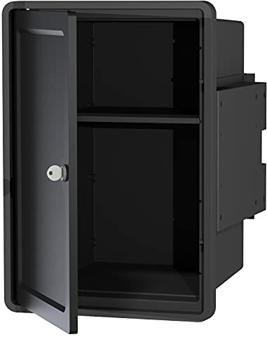LM 830 Jemma Medizinschrank abschließbar, Medikamentenschrank mit Schloss, Arzneischrank mit Tür, Erste Hilfe Schrank 36,5x25x25,5 cm Anthrazit/Schwarz