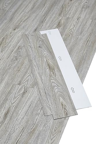 misento PVC Bodenbelag selbstklebend, Klebefliesen - Eicheoptik Grau-Braun | 32 Dielen, 4,46 m², Vinylboden Holzoptik, wasserabweisend, Wohnräume, Küche & Flur, Fußbodenheizung geeignet, 1,5 mm Stärke