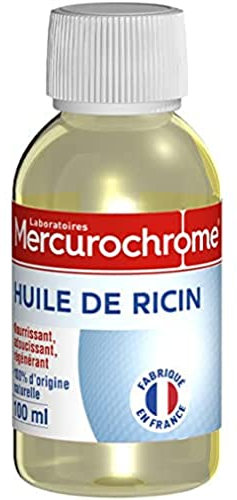 MERCUROCHROME – Huile de Ricin – Huile Nourrissante pour la Peau, les Cheveux et les Ongles – Riche en Vitamine E - 100% d’Origine Naturelle – 100mL - Fabriqué en France