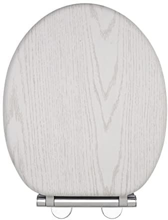AQUALONA® Luxury White Oak Effect Toilet Seat - Soft Close MDF Moulded Wood Seat with Quick Release Button and Durable Hinges - Comfortable, Easy to Clean and Install with Universal Fittings