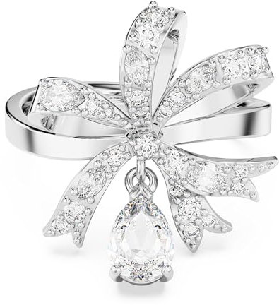 Swarovski Volta Cocktailring, Rhodinierter Damenschmuck mit Strahlenden Swarovski Kristallen
