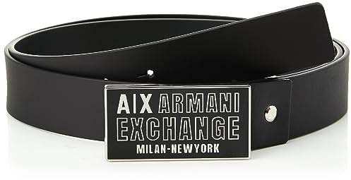 Armani Exchange Casual Bonded Leather, Logo Buckle Belt, Schwarz, Einheitsgröße EU