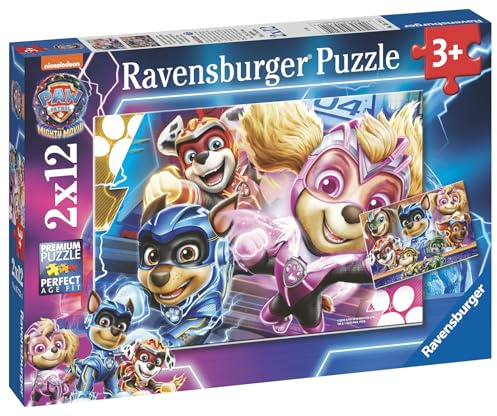 Ravensburger Kinderpuzzle 05721 - Eine tierisch Gute Crew - 2x12 Teile PAW Patrol The Mighty Movie Puzzle für Kinder ab 3 Jahren