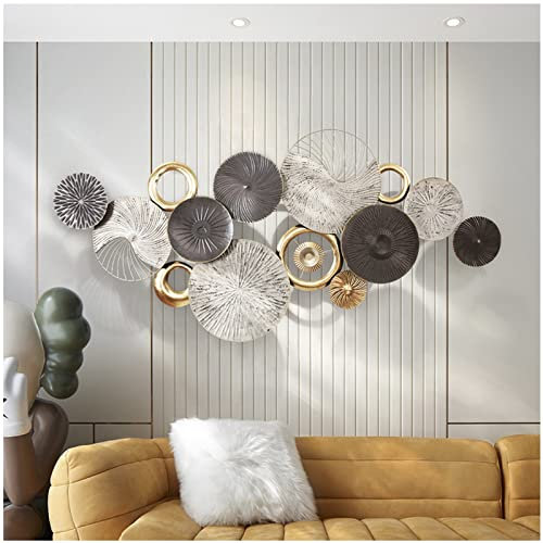 PJDDP Wanddeko Metall, 159x72.4 cm, Groß 3D Hängen Wandornament, Runde Wand Dekoration, Kreativ Handgemacht Schwebende Wandskulptur für Zuhause, Wohnzimmer, Schlafzimmer, Hotel, Büro