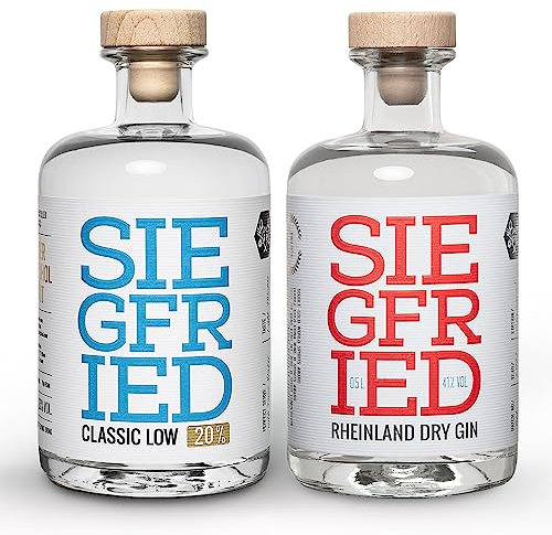 Siegfried Rheinland Dry Gin und Classic Low Set | Weltweit ausgezeichnet | Micro-batch Gin mit 18 Botanicals | 41%/20% | 2 x 500ML