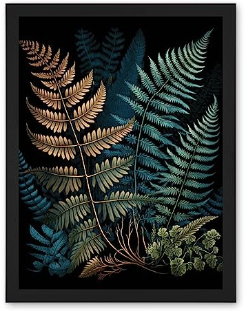 Artery8 Detailed Botanical Illustration Fern Frond Species Artwork Framed Wall Art Print 18X24 Inch