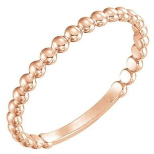 14 Karat stapelbarer Perlenring Größe M 1,27 cm Rotgold Weißgold Gelbgold und 2,5 mm 2 mm 3 mm, Metall