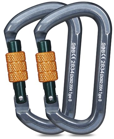 Climbing Carabiners, Auto Locking Carabiner Clips Heavy Duty for Rock Climbing, Camping, Dog Leash, Hammock, Swing, Water Bottle (28KN-2Pack)