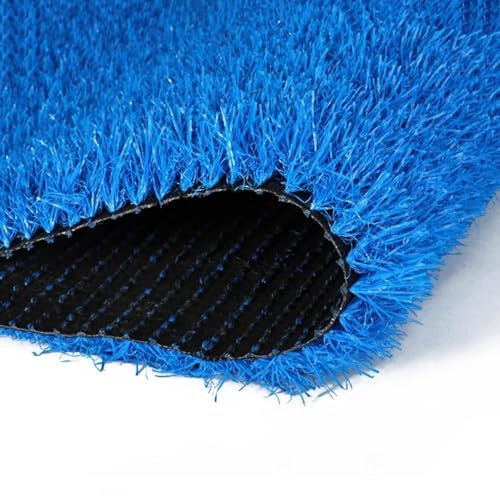 Kunstrasen, 3 cm, realistischer synthetischer Kunstrasenteppich mit Entwässerungslöchern, kein Mähen, kein Gießen, Blau (Size : 2x3m)