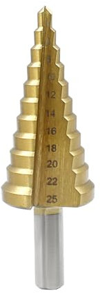 LDEXIN Step Drill Bit 1/8 to 1 High Speed Steel Step Drill Cone Bits for Metal, Heavy Duty Step Bit, Tri-Flat Shank (4mm - 25mm)