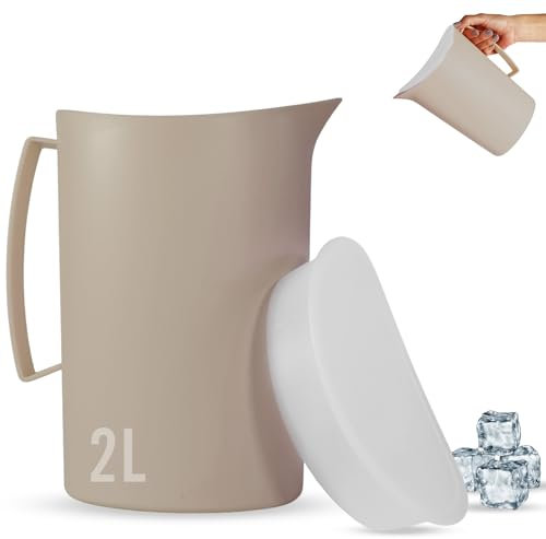 Mypicompany Brocca dell'acqua in Plastica Premium 2 L, Senza BPA, Multifunzionale per Celebrazioni e Attività all'aperto, Brocca D'acqua in Plastica Colore Marrone.