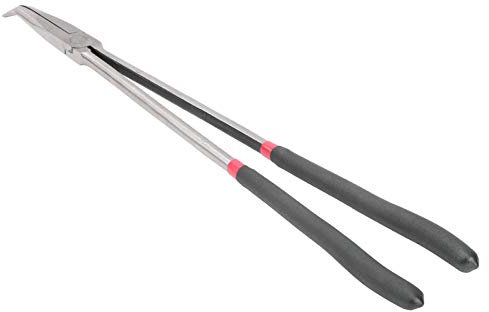 Curved Nose Pliers,45 Degree Needle Nose Pliers with Long Handle Steel Pliers Hand Tools 400mm 16in