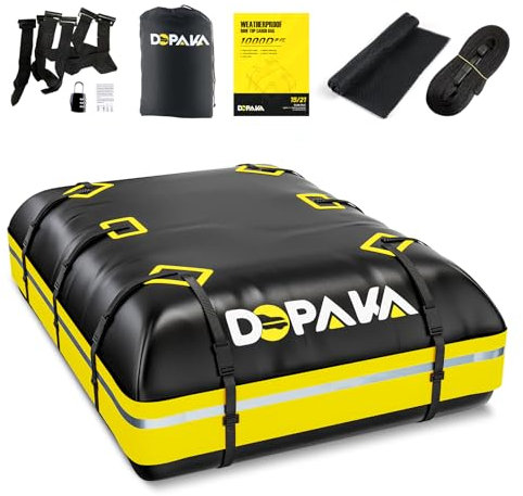 Cofre de Techo 21cubos/595L,Resistente al Agua,Cofre de Techo para Coche 1000D Oxford,pto para Coches con/sin Portaequipajes,Cierre de Equipaje, 6 Ganchos para Puertas,Bolsa de Almacenamiento