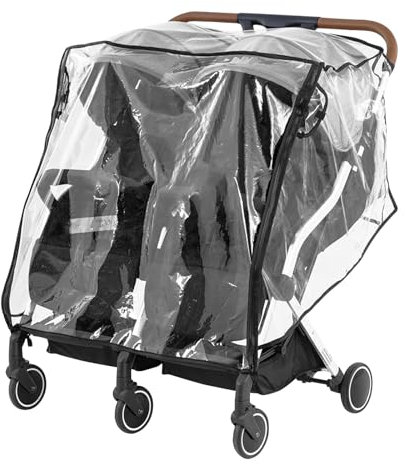 Doppel-Kinderwagen-Regenschutz, Universal-Regenschutz für Kinderwagen, Regenschutz, wasserdicht und stabil, transparent, für Zwillingskinderwagen, Regenschutz für Kinderwagen