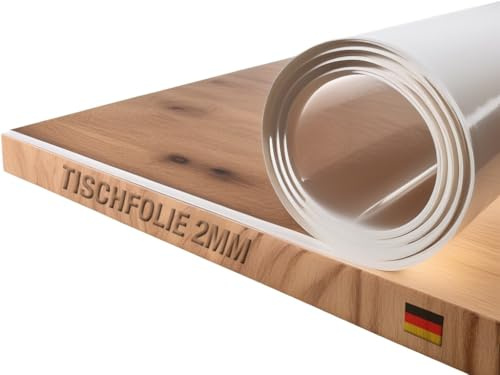 Trente Pellicola per tavolo 90 x 160 cm - spessore 2 mm - protezione da tavolo con bordi smussati, tovaglia trasparente, rettangolare, dimensioni a scelta, pellicola protettiva, lavabile