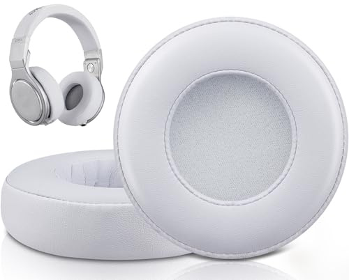 SOULWIT Ear Pads Cushions Replacement for Monster Beats Pro/by Dr Dre Detox Headphones, Ear Pads with Softer Protein Leather, High-Density Noise Isolation Foam - White