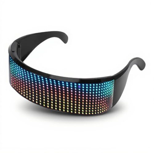 Jectse Occhiali LED Occhiali Luminosi Personalizzabili Controllati APP con Sincronizzazione Musicale RGB Modalità Display Reattive Al Suono, Luci LED Ad Alta luminosità, Batteria a