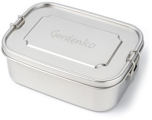 Gardenko Edelstahl 304 (18/8) Lunchbox 1,5 L mit 2 Fächern, auslaufsichere Brotdose mit beweglicher Trennwand, BPA-frei, nachhaltig und spülmaschinengeeignet