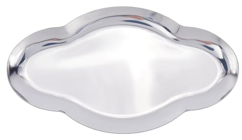 CREATCABIN Piatto Portagioie A Forma Nuvola in Acciaio Inox Decorativo Vassoio Portaoggetti in Metallo Organizer Ripiani del Lavabo del Bagno Cosmetici Campeggio All'Aperto Snack Piatto 13.1x23cm