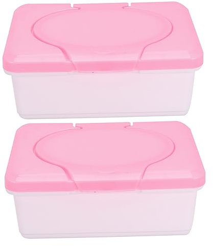WESIEVYA 2stücke Feuchttücherbox Aus Robustem Mit Deckel Wiederverschließbare Umweltfreundliche Aufbewahrungsbox Für Nasse Tücher Trocknet Praktische in Rosa Für Zuhause Und Büro