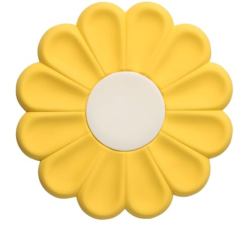 Gänseblümchen Untersetzer für heiße Töpfe und Gerichte,17cm runde Flexible Silikon-Topfhalter, Anti-Rutsch, hitzebeständige Matte, kreative heiße Untersetzer für die Küche (Gelb)