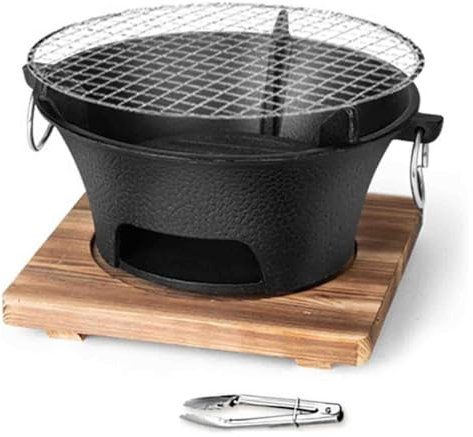 Barbecue au charbon de bois, barbecue au charbon de bois portable, barbecue Hibachi en fonte, petit barbecue, barbecue de table Hibachi, parfait for 3 à 4 personnes(12.5x5.5in/32x14cm)