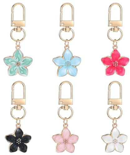 oruola 6 Stück Keychain Aesthetic Flower, Schlüsselanhänger Damen, Blume Schlüsselanhänger Mädchen für Rucksäcke,Handtaschen,Geldbörsen, Bag Charms Blumen für Frauen und Mädchen Geschenke, Mehrfarbig