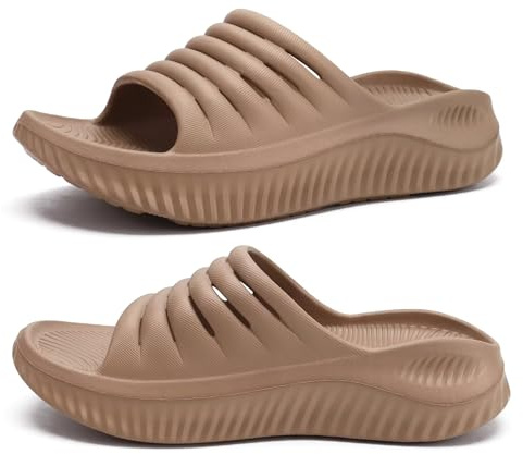 KuaiLu Sandali di Recupero Donna con Comode Ortopediche Fascite Plantare Supporto Arco Ciabatte Aperte Leggero Sportivi Ciabatta Estive Mare Spiaggia Piscina Doccia Antiscivolo Sandalo Beige puro 40