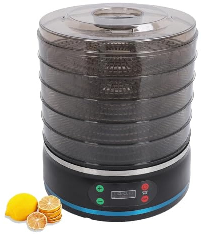 KHYTEBV Déshydrateur Alimentaire à 5 Niveaux, 350 W, avec contrôle de température réglable, pour sécher Fruits, viandes, légumes et friandises pour Animaux, Noir