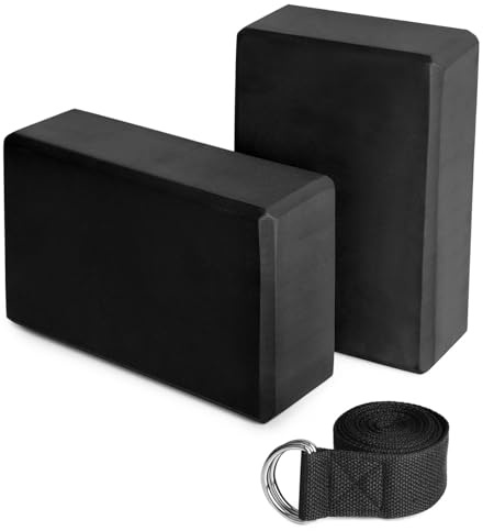 Yogablock yogablock bomullsrem stabilitetsset för meditation (svart)
