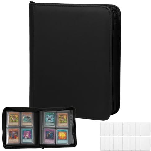 Pilikoll Álbum de Cartas Coleccionista con 4 Bolsillos para 160 Cartas Álbum para Tarjetas Toploader con Ventana Álbum de Cartas Coleccionables con 20 Fundas Cartas Álbum para Tarjetas Top Loader