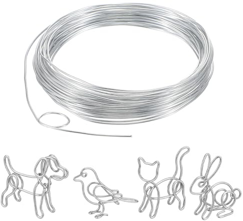 cobee 5 rullar pysseltråd 1 mm x 10 m, aluminiumtråd silvertråd för pyssel smyckestråd för gör-det-själv skulpturer hantverk kranstillverkning bonsaiträd