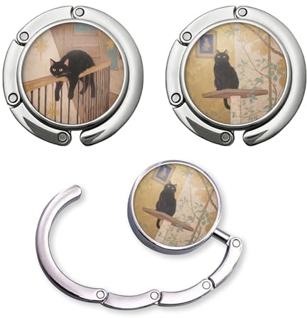 MSLSOZ Handtaschenhaken-Set – 2 Stück niedliche faltbare Taschenhaken für Tisch, Zinklegierung, faltbare Tischtaschenhalter für Reisen, Einkaufen, Zuhause (Vintage)