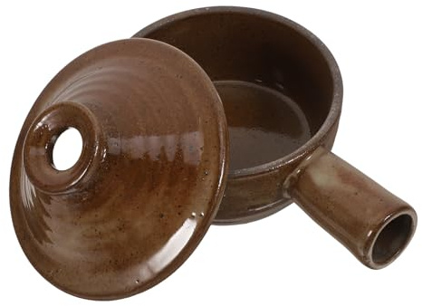 Beavorty Olla de Barro para Guisar con Tapa y Asa, Cacerola de Barro para Sopa y Arroz, Resistente a Altas Temperaturas, Apta para Cocina Casera y Microondas, Olla Práctica para Cocinar