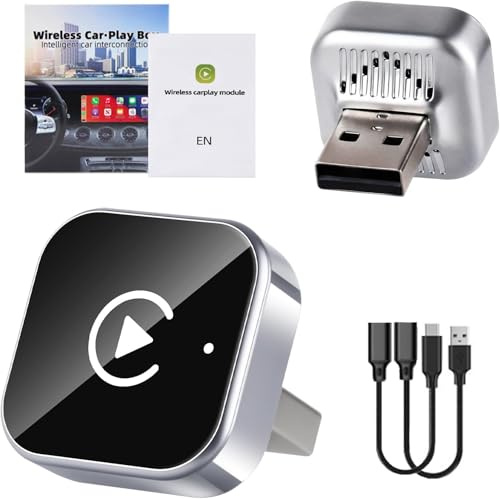 TOSUTO Adattatore CarPlay Wireless,Adattatore 2 In 1 Wireless Carplay E Android Auto,Plug & Play Converte da Cablato a Senza Fili,Chiavetta Dongle Compatibile con IPhone IOS 10+